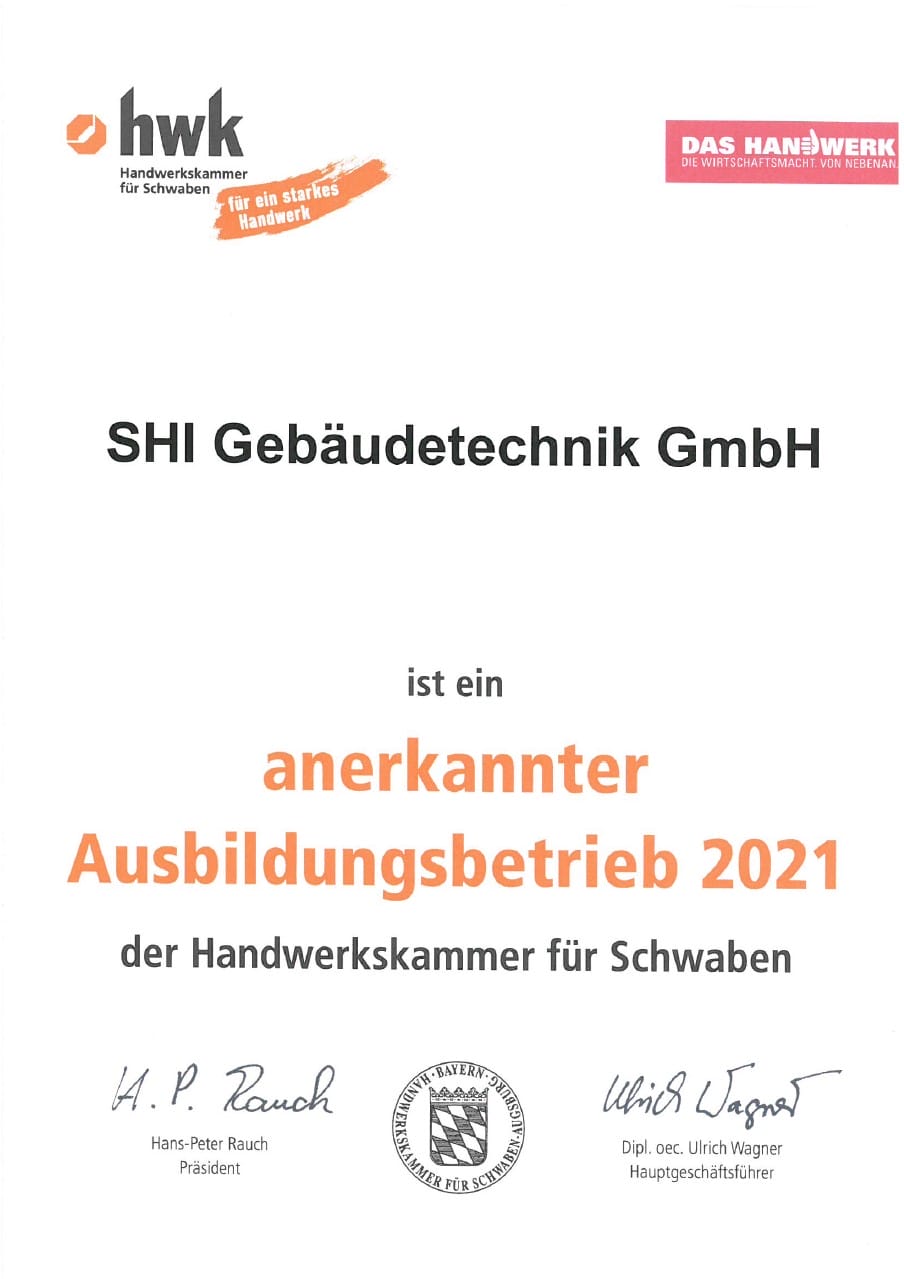 HWK - Anerkannter Ausbildungsbetrieb 2021
